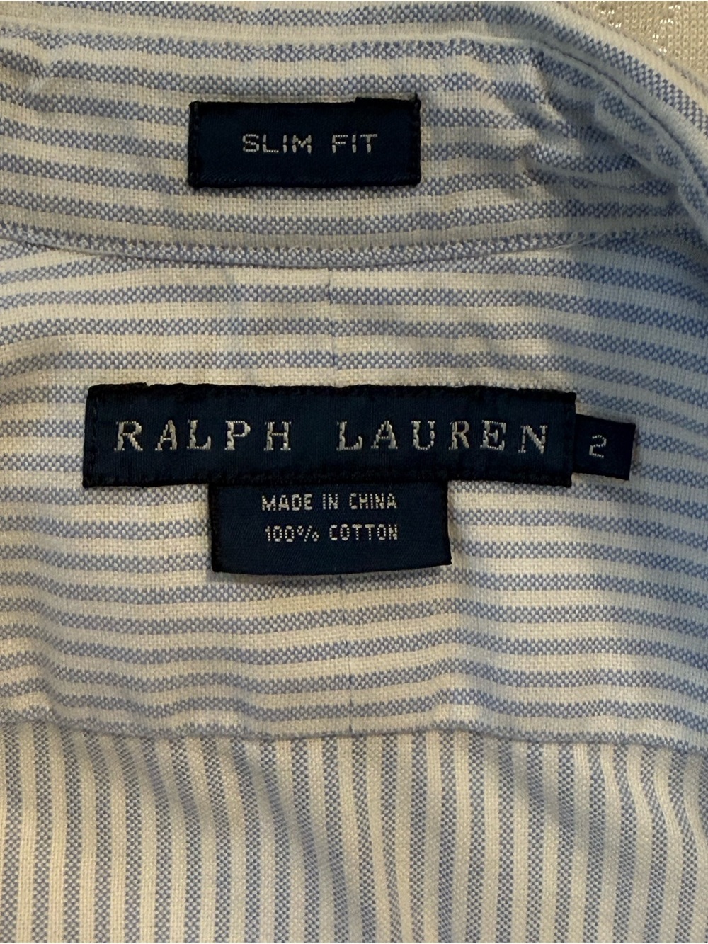 Ralph Lauren Stretch Slim Fit Striped Oxford Shirt Size 2 - Picture 4 of 4